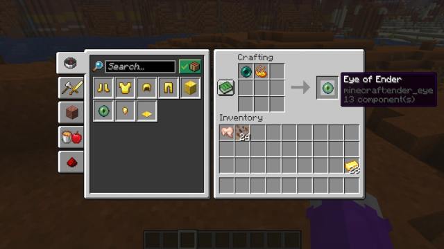 The Eye of Ender crafting recipe in Minecraft