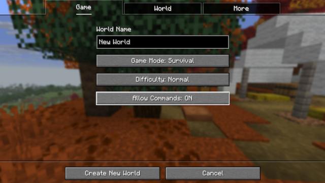Enabling cheats in a new world in Minecraft Java Edition