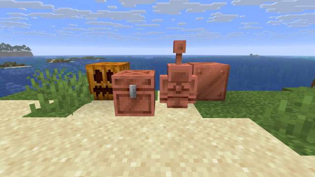 The blocks required to craft a Copper Golem in Minecraft