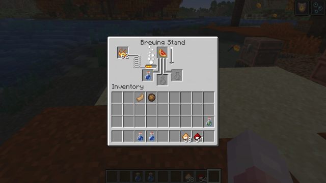 The crafting recipe for a Minecraft Potion of Healing