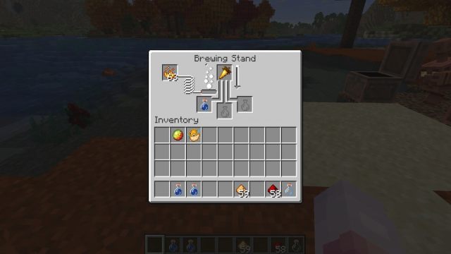 The recipe for crafting a Potion of Night Vision in Minecraft