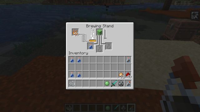 The crafting recipe for a Potion of Oozing in Minecraft