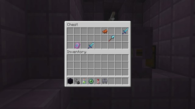 A saddle inside of a chest in a Minecraft End City