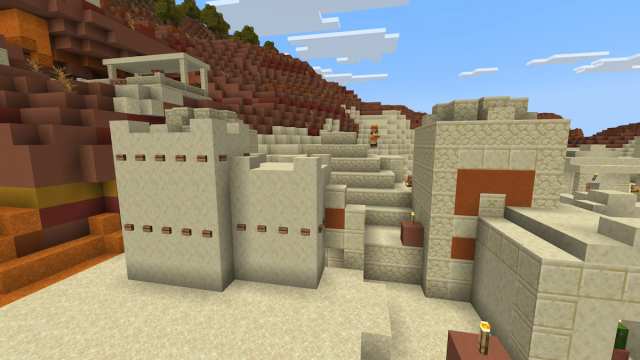 A Desert Temple inside of a Minecraft Desert Village