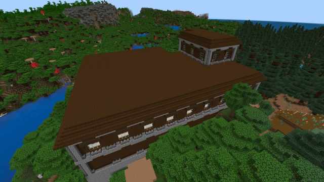A Minecraft Woodland Mansion with a hidden room containing a lot of obsidian