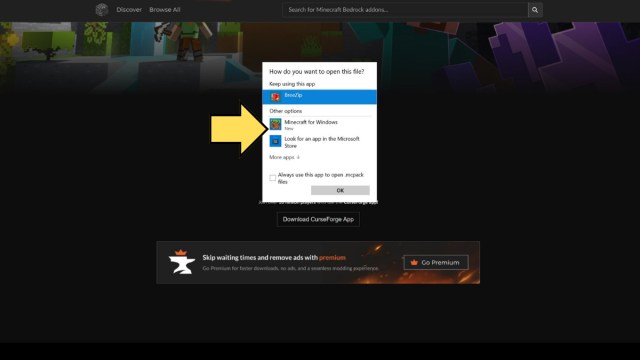 Opening a new Minecraft mod with Bedrock Edition