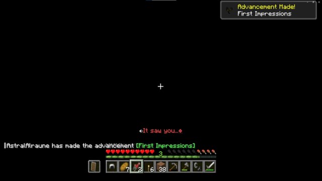 The Obsessed discovering the player for the first time in Minecraft