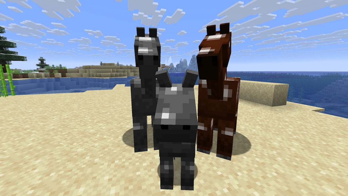 A family of horses in Minecraft