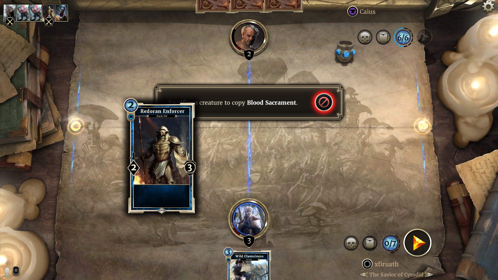 cards on the table during the telvanni Initiation Puzzle of Elder Scrolls Legends Houses of Morrowind expansion