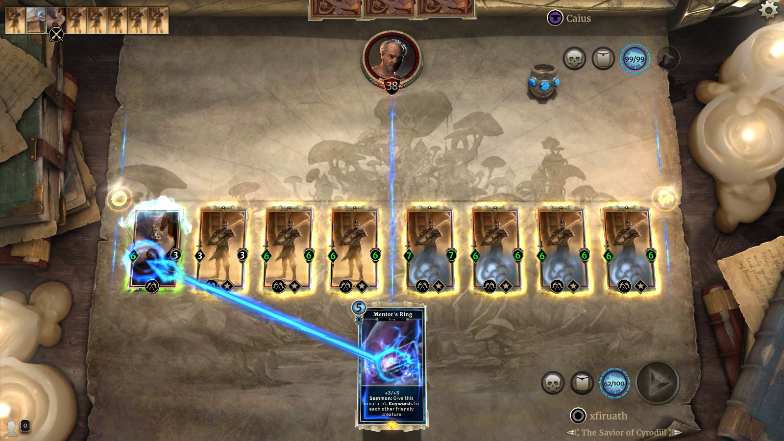 Screen shot from the Redoran Mastery puzzle in Elder Scrolls Legends Houses of Morrowind