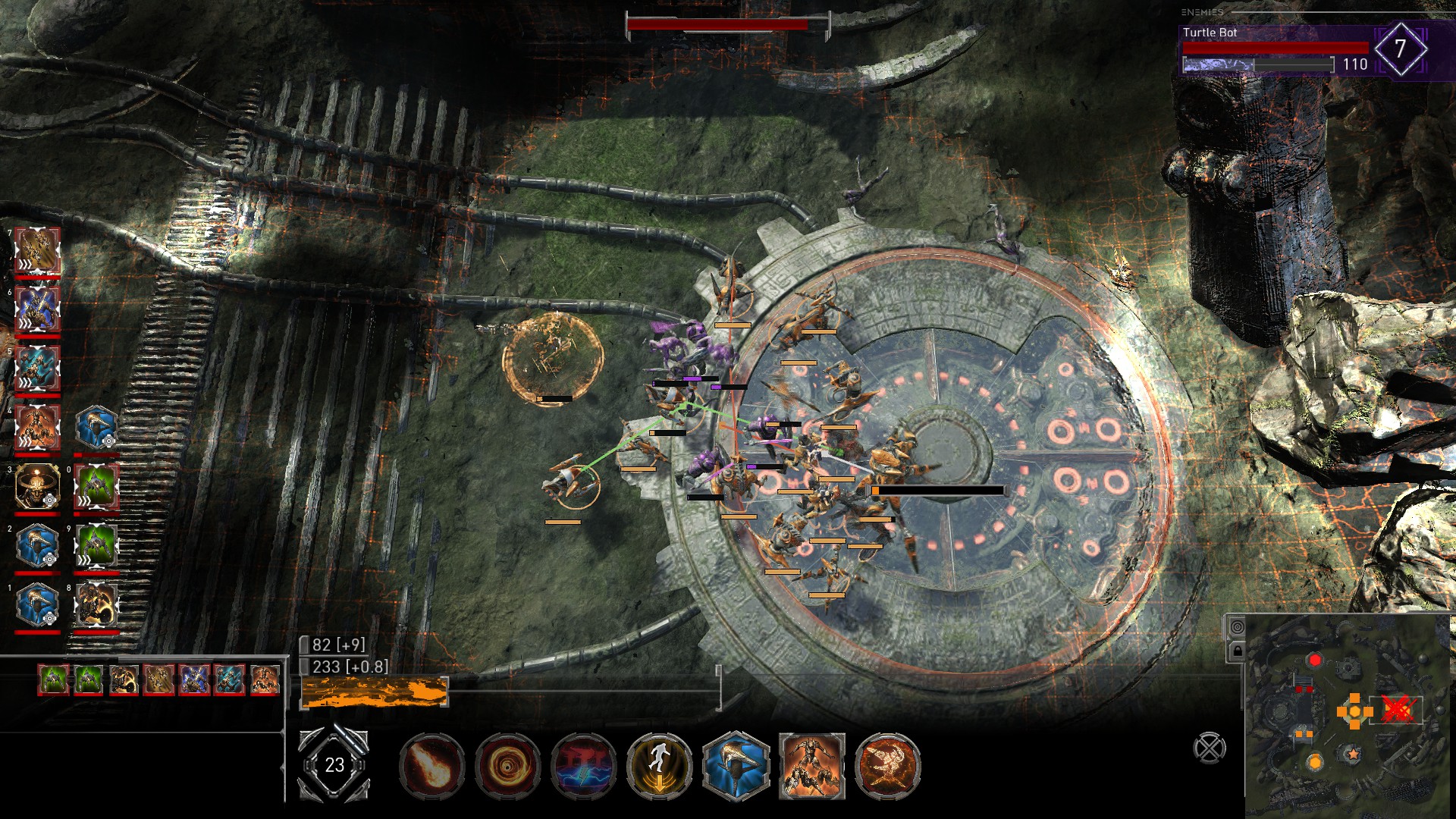 top-down view of action in Golem Gates