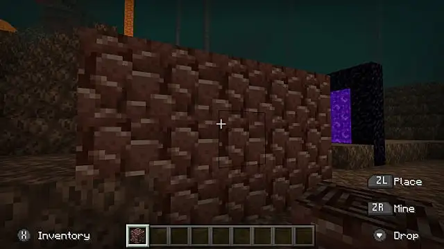 An ancient debris block in Minecraft in The Nether.
