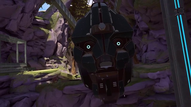 Apex Construct the cybernetic head of Fathr floats in front of the player 
