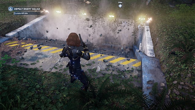 Black Widow opening a SHIELD Cache vault in the ground. 