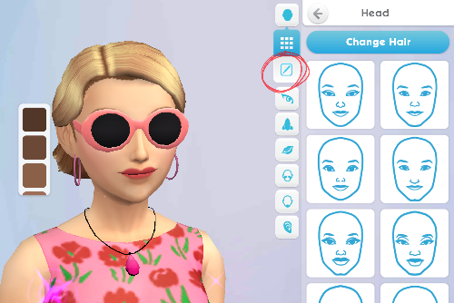 A Sim getting her hair customized