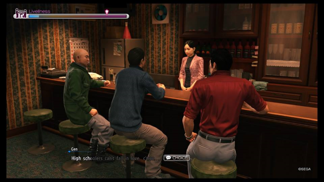 Playing the bar minigame in Yakuza 6