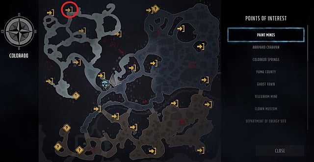 Wasteland 3 map showing the location of the Best Boss skill book in Little Hell. 