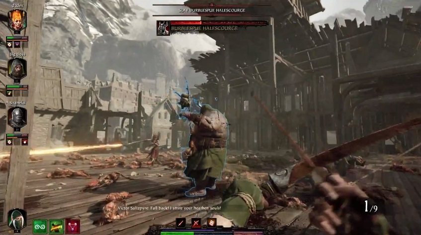 A very difficult boss in the Halescourge level of Vermintide 2