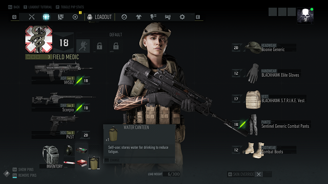 Water canteen in Ghost Recon Breakpoint menu