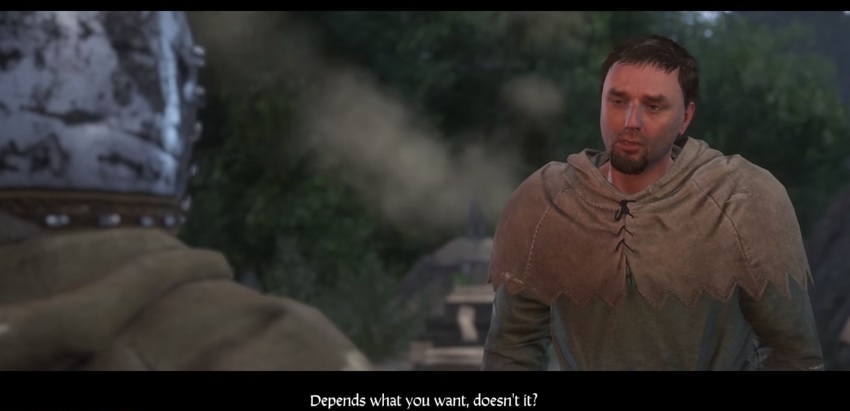 Speaking with a character to determine where to find Ginger in Kingdom Come Deliverance