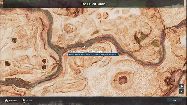 Conan Exiles map showing Thugras Stand location