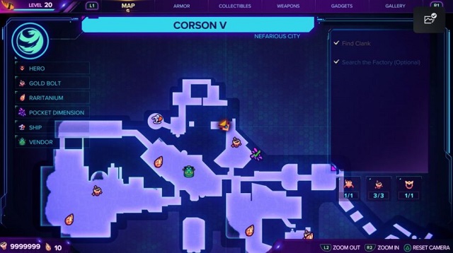 A map for the third gold bolt location on Corson V.