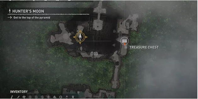 Map showing the treasure chest in Hunter's Moon