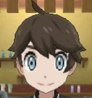 A male Pokemon trainer with dark brown hair