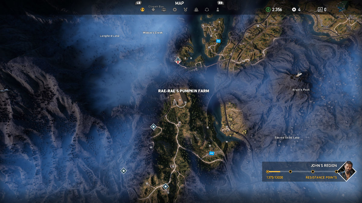 Far Cry 5 Map showing where to find Boomer in the Holland Valley