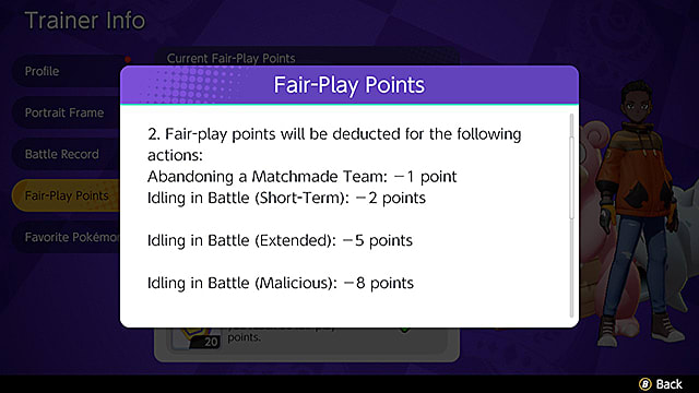 A screenshot of the Fair Play points deduction breakdown.