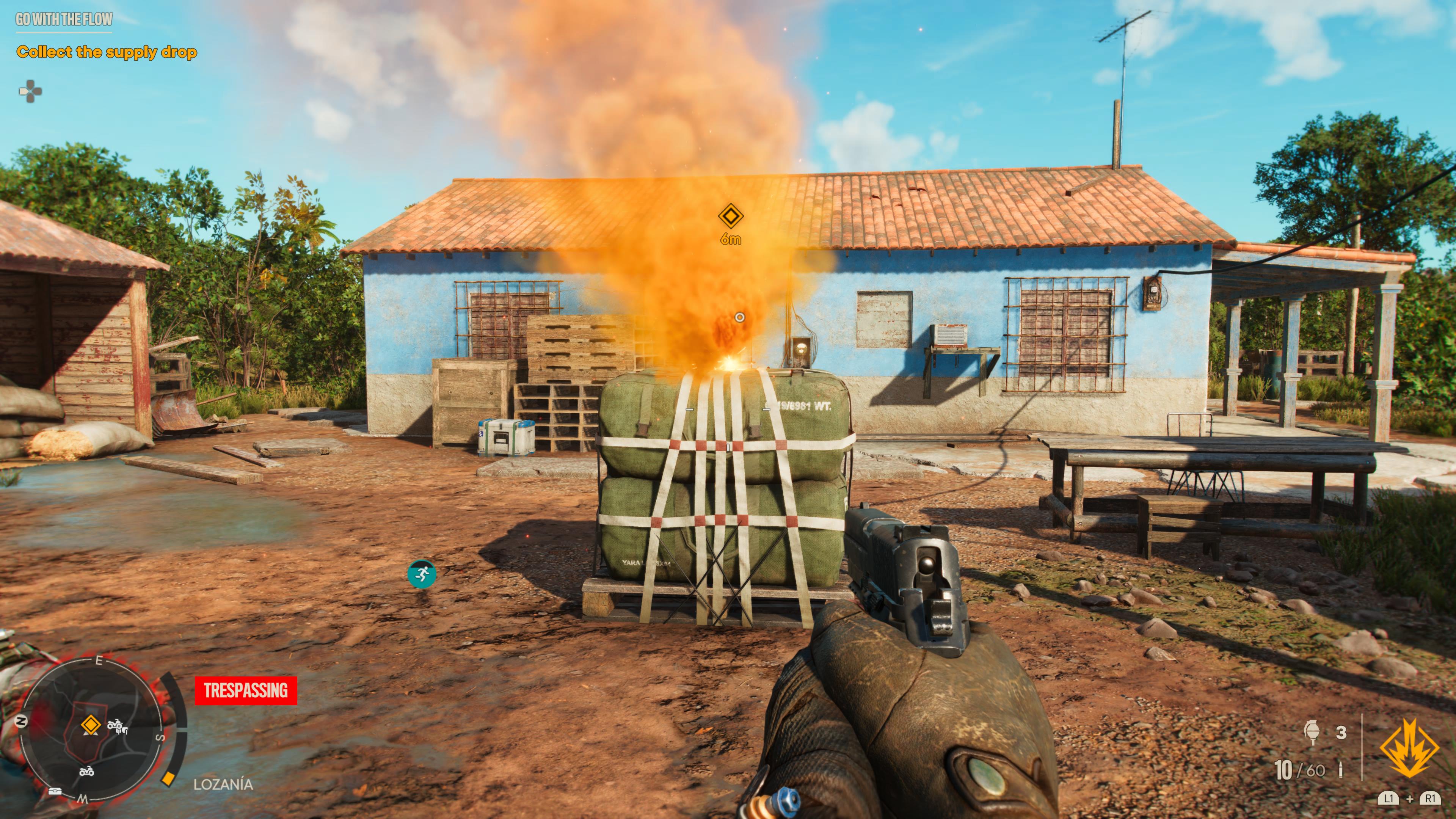 Supply drop with yellow smoke.