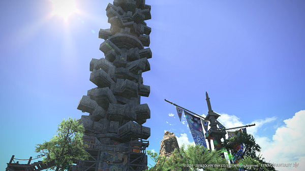 Towering structure from FFXIV Stormblood patch 4.3, Under the Moonlight