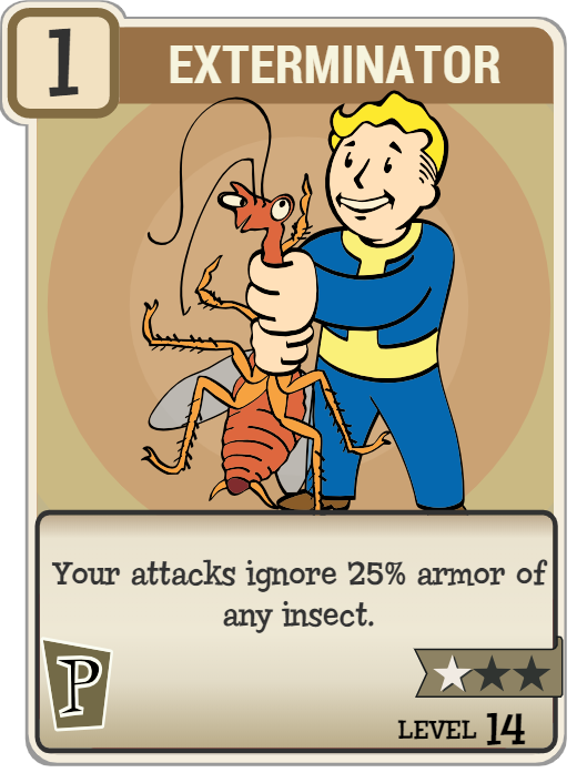Exterminator perk card.