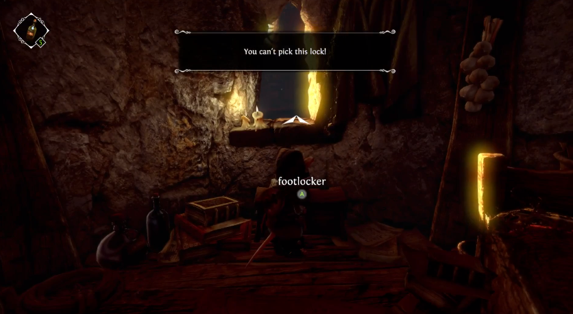 A message saying a lock can't be picked in Ghost of a Tale
