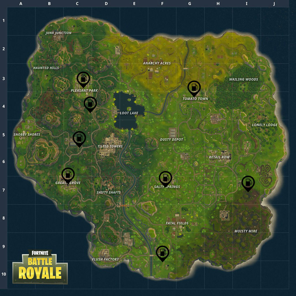 Locations of all the Fortnite gas stations on the Battle Royale map
