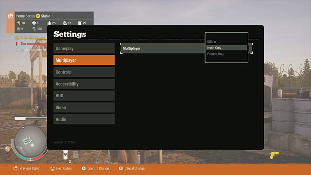 inviting friends to State of Decay 2 through the multiplayer settings menu. 