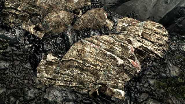 What iron ore looks like in Skyrim.