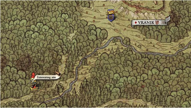 Map XXII shows an interesting site location just off the road in the forest southwest of Vranik