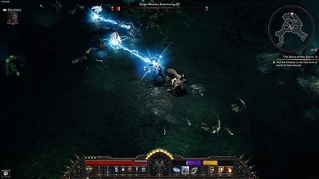 Attacking an enemy in Wolcen using electricity ability.