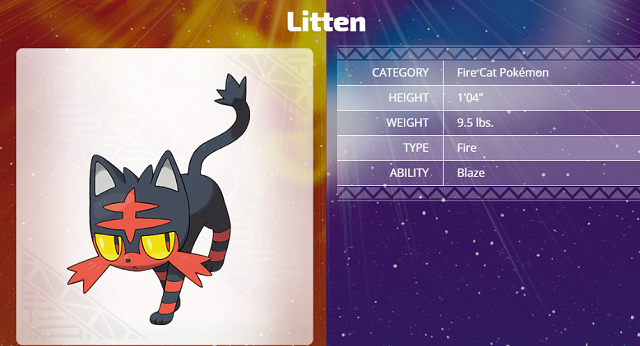 Pokemon sun and Moon starter Litten