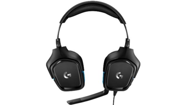 Logitech G432 Gaming Headset front view earcups flat