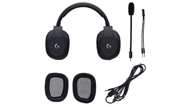 Logitech G PRO Gaming Headset  with all its connecting wires and removable earcup pads