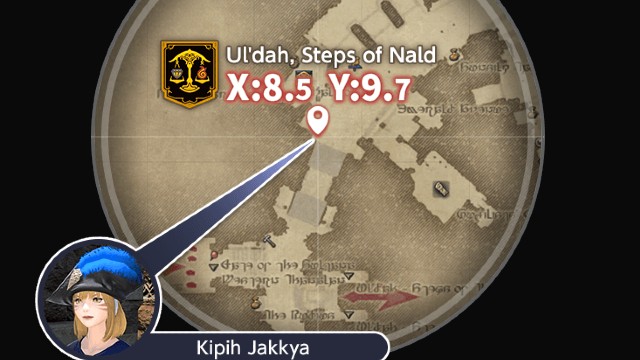 Coordinates for Ul'dah, Steps of Nad on map.