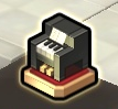 Piano icon in Maple Story 2; a small piano on a pedestal with four white keys and three black keys