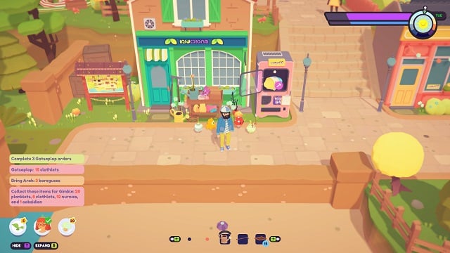 Meed's Seeds shop and Plenny's kiosk next to the Badgetown map.