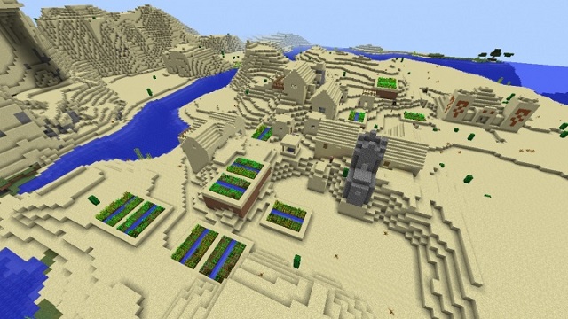 One of the best desert temple Minecraft seeds with water and more.