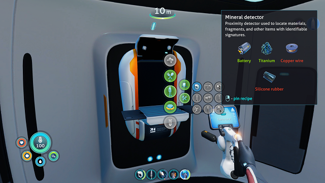 Mineral Detector recipe and fabricator in Lifepod.