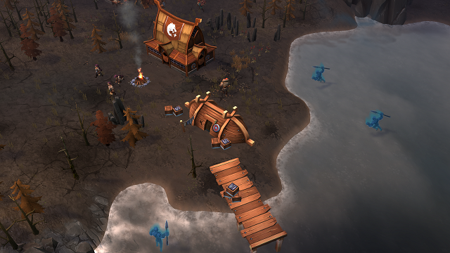 Ghostly fallen sailors attack a Northgard settlement from the sea