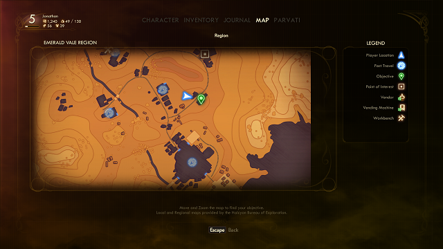 A map showing the location of The Abandoned Outpost in The Outer Worlds.