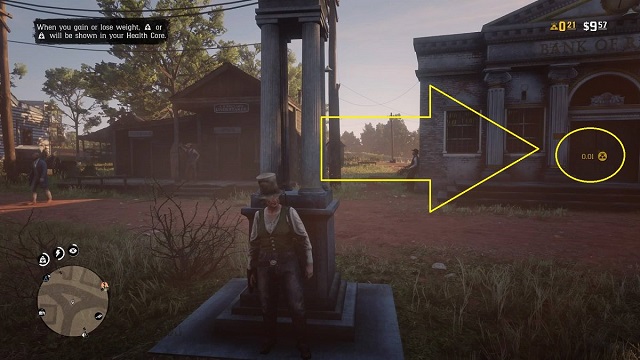Red Dead Online character in Rhodes showing gold nugget acquisition rate